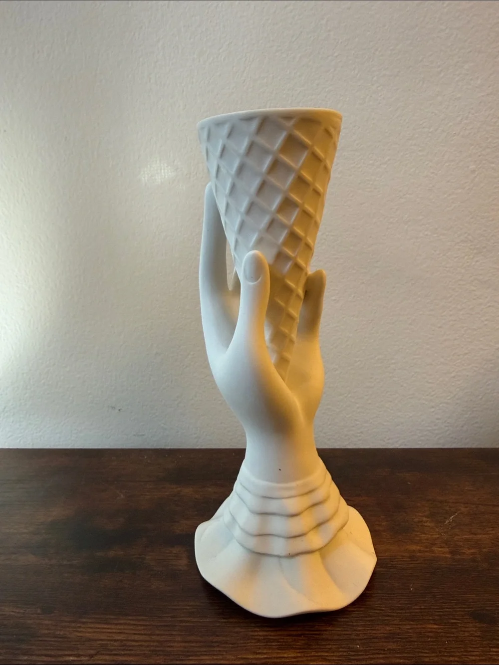 Jonathan Adler Matte White Ceramic Cone Hand Vase